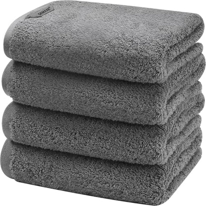 4-Pack Gray Cotton Hand Towels for Bathroom with Hanging Loops | Sink-side towels for drying hands and face, ideal for bathrooms, guest baths, powder rooms, OEKO-TEX certified, easy care - color: A02: Grey