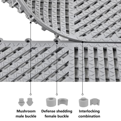 18 Pack Interlocking Drainage Tiles Double Non-Slip Tiles Mat with Drain Holes for Pool, Bathroom, Shower, Pantry, Patio, Boat, Pet Area, 12"×12" Dark Gray - color: Dark Gray, size: 18 Pack (12"L x 12"W x 0.4"Th)