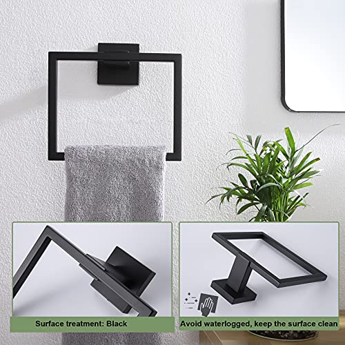 KOKOSIRI Hand Towel Ring Shower Towel Hanger Holder Bath Towel Holder Bathroom Lavatory Stainless Steel Wall Mount, Matte Black, B3004BK - color: Matte Black, size: 1 Pack