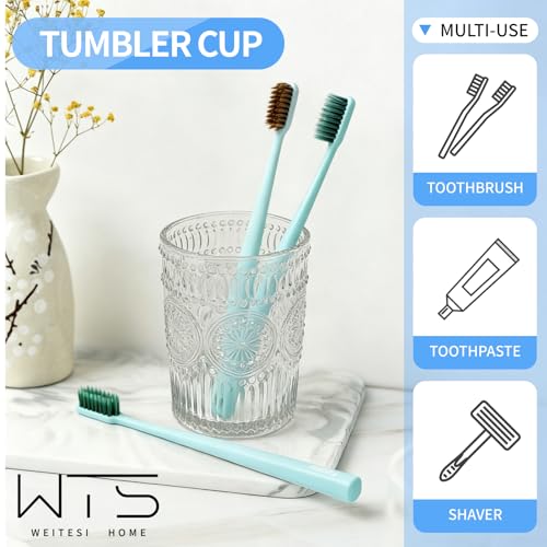 Toothbrush Cup Reusable Unbreakable Clear Glass Bathroom Tumbler, Easy to Clean Toothbrush Holders Mouthwash Cup for Bathrooms Counter Organizer