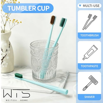 Toothbrush Cup Reusable Unbreakable Clear Glass Bathroom Tumbler, Easy to Clean Toothbrush Holders Mouthwash Cup for Bathrooms Counter Organizer