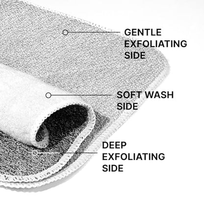 ZOMCHI 2 Count Wash Cloths, Exfoliating Washcloth with Dual Texture for Face and Body, Exfoliating Wash Cloth for Showering (Deep and Gentle) | Exfoliating Washcloth Creates Rich Lather, Quick-Drying Face Cloth, Exfoliating Wash Cloth for Showering (Deep