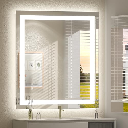 32x36 Inch LED Lighted Bathroom Vanity Mirror for Wall | Backlit+Front Lit, Dimmable, Anti-fog, Memory, Shatter-Proof, ETL Listed, Hangs Horizontally or Vertically - color: Frameless, size: 36"L x 32"W