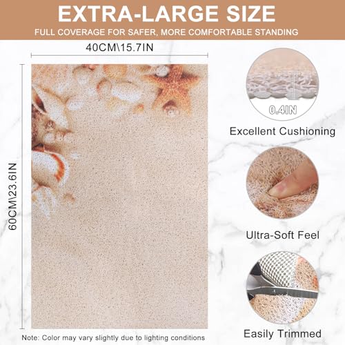 Loofah Shower Mat Non Slip : 24x16 inch Shower Mats for Inside Shower with Drain Hole, Anti Slip Shower Mat - color: Coastal, size: 24" x 16" (Rectangular)