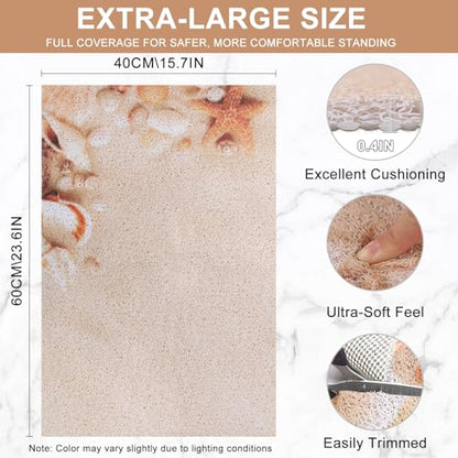 Loofah Shower Mat Non Slip : 24x16 inch Shower Mats for Inside Shower with Drain Hole, Anti Slip Shower Mat - color: Coastal, size: 24" x 16" (Rectangular)