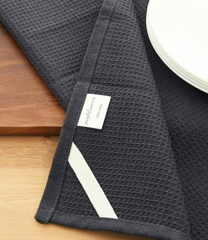 Waffle Weave Kitchen Towel, 100% Cotton - 15x25 Inches with Hanging Loop, Ultra Soft Absorbent Quick Drying Dish Cloth, Tea and Hand Towels, 4 Pack - Spring Easter Summer - Dark Grey - color: Dark Grey, size: 15 x 25 - 4 Pack