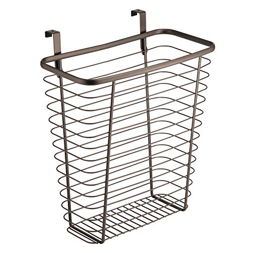iDesign Steel Over-The-Cabinet Waste Basket or Storage Bin, The Axis Collection, 7.1" x 12.2" x 14.2", Bronze - color: Bronze