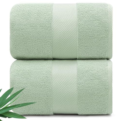 Alusa Home Ultra Soft & Plush Viscose from Bamboo Bath Sheets - 700 GSM Pack of 2 - Extra Large 70x35 in - Super Absorbent & Quick Drying (Eucalyptus Green) - color: Eucalyptus, size: 2pc Bath Sheets