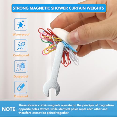 YixangDD 20 Pack Shower Curtain Weights, Magnetic Curtain Weights, 10 Pairs | Silicone Wrapped Rust-Proof Curtain Clips Outdoor for Shower Liner, Drapery, Tablecloth, Flag from Blowing Around, White - color: 20 Packs