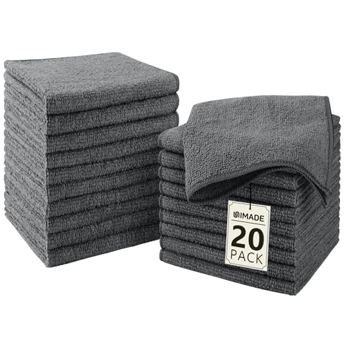 Washcloths 20 Pack Face Towels (12" x 12"), Highly Soft Wash Cloths | Hand Towels, Fast Drying Multi-Purpose Microfiber Cleansing Cloths for Bathroom, Hotel, Spa, and Salon Grey - color: Grey, size: 20Pack
