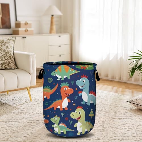Cute Cartoon Dinosaurs Laundry Basket, Christmas Laundry Hamper Collapsible Oxford Cloth with Handle Clothes Storage Bin for Bathroom Laundry Room Bedroom 15.7 X 20 Inch - color: Cute Cartoon Dinosaurs Christmas