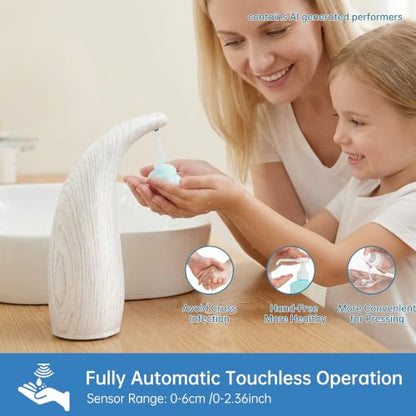 Automatic Soap Dispenser, 300 mL, 4 Levels, Rechargeable | Touchless sensor dispensing with 4 adjustable output levels, a 300 mL tank, and convenient magnetic charging for daily use - color: White Grain