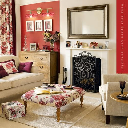 2-Light Red Floral Wall Sconce Mid Century Antique Gold Bathroom Vanity Light with Metal Base, Wall Lighting Fixture Over Mirror for Living Room Bedroom Hallway - color: 2-light, Red