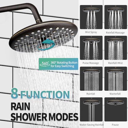 SR SUN RISE Shower Faucet - Multifunctional High Pressure Shower Head System with Handheld Shower Head Fixtures - Valve Included (Oil Rubbed Bronze, 10 inch) - color: Oil Rubbed Bronze, size: 10 Inch