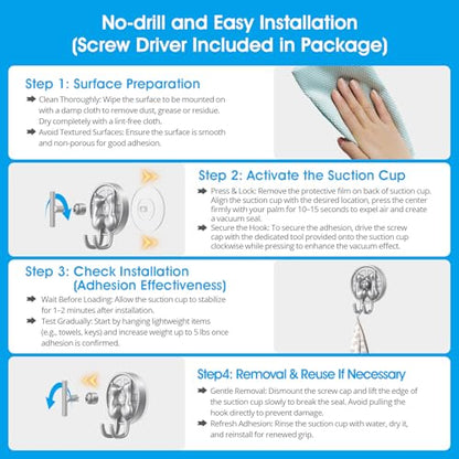 AST Cute Double-Cat Suction Cup Hook, 2 Pack, Heavy Duty Hooks, Upgraded Reliable Force of both Adhesion and Vacuum, Wall Holders for Loofah, Towel, Coat and Bath Robe, Waterproof Hanger, Matte Silver