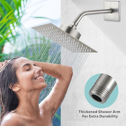 Shower Arm with 3.5" Flange, 10 Inch Wall Mount Replacement Shower Head Arm For Fixed Shower Heads and Handheld Showerhead, Brushed Nickel - color: Brushed Nickel, style: 10 Inch
