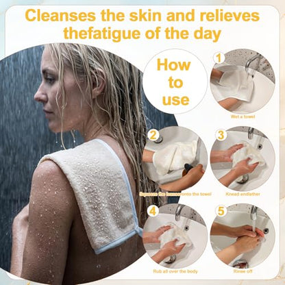 6 Pcs Nylon Exfoliating Wash Cloths Set 15.7 x 11.8 Inch | Soft Dual Sided Body Face Towels Kitchen Dish Scrubber Reusable Bath Spa Towel for Women Men Travel - color: White, size: Medium