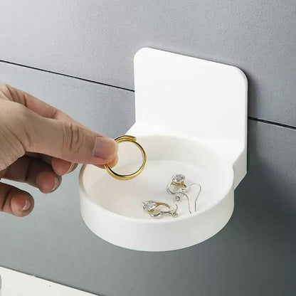 2PCS Adhesive Plastic Round Floating Wall Shelf, Wall Mounted Cup Holder Shower Organizer Bottle Racks