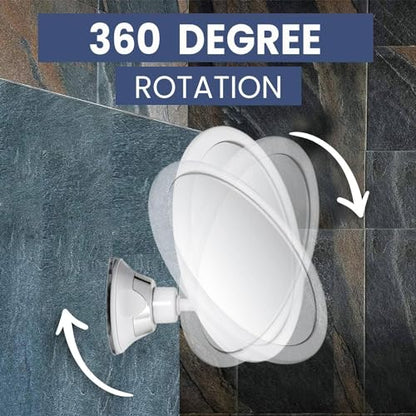 3X Magnifying Shower Mirror for Fogless Shaving, 6.7" Diameter | Shatterproof Round Anti Fog Shaving Mirror with Strong & Sticky Suction & 360° Swivel - Magnified for Close & Clear Shaving