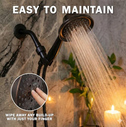 Massage & Mist Hand Shower Kit - 2.5 GPM - Oil-Rubbed Bronze | 6 Function, High Pressure, Adjustable Handheld Showerhead with Hose and Mount, Easy Install for Boosting Low Water Flow - color: Oil Rubbed Bronze, size: 2.5 GPM