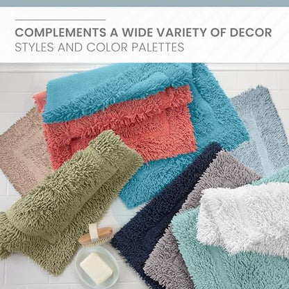 Martex Ringspun Bath Rug, 20" x 30", Soft Blue | 100% Cotton, Super Soft, Super Absorbent, Non-Slip, Quick Drying - color: Soft Blue