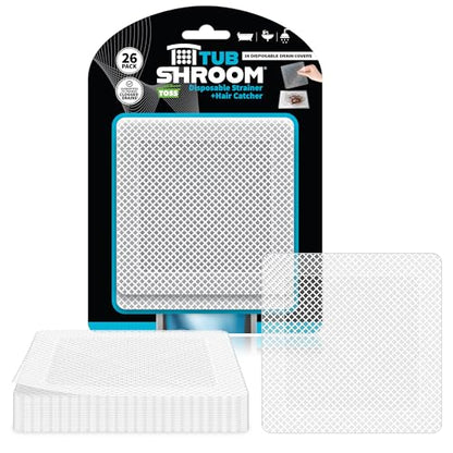 TubShroom 26 Pack Square Disposable Drain Cover - Hair Catcher Mesh Sticker Strainers for Shower Bathtub and Bathroom - Hair Catcher Sticker Drain Protector - Half Year Supply - size: 26 Pack, style: Square