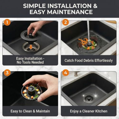 Kitchen Sink Stopper, 3 in 1 Pop Up Kitchen Sink Drain Strainer, with an Extra Basket Strainer, Sink Drain Stopper for US Standard 3-1/2 Inch, Brass Material Electroplate (Black) - color: Black