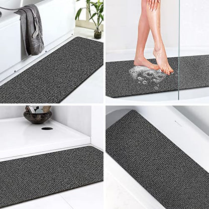 LuxStep Shower Mat Bathtub Mat,Non-Slip Bath Mat with Drain, Quick Drying | 32x16 inch, PVC Loofah Bathmat for Tub,Shower,Bathroom,Black - color: Black, size: 32" x 16"