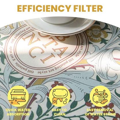 14.96"×5.43" Diatomite Sink Faucet Absorbing Mat, Reusable Drying Mat Splash Guard for Kitchen Bathroom Counter, Sink Drip Catcher & Organizer - style: Flower-1