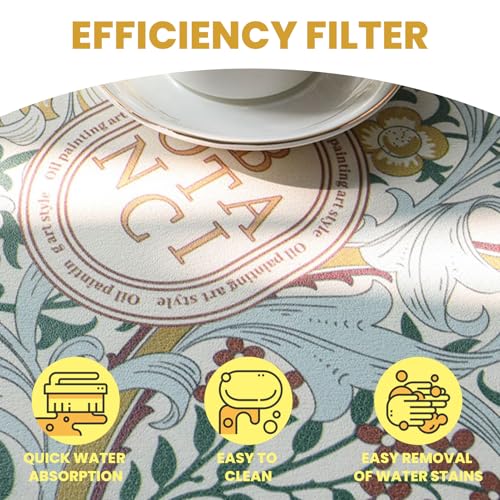 14.96"×5.43" Diatomite Sink Faucet Absorbing Mat, Reusable Drying Mat Splash Guard for Kitchen Bathroom Counter, Sink Drip Catcher & Organizer - style: Flower-2