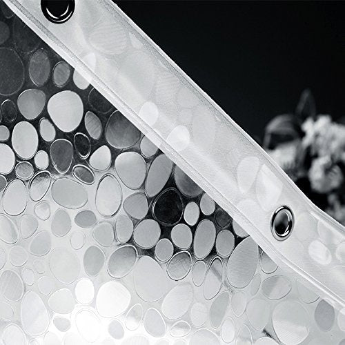 EurCross 72 x 96 inch Extra Long Shower Curtain Liner with 3D Pebble Design, 11G EVA Heavy Duty Plastic Clear Shower Liner Curtains for Bathroom with 5 Magnets - size: 72"W x 96"L (Pack of 1)