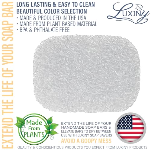 Soap Savers for Bar Soap & Shampoo Bar Holder, American Made by Luxiny, Lifts Soap in Soap Dishes & Shower Soap Holders – Bars & Soap Lasts Longer - Made from Plant Based Material (Ice Crystal) - color: Ice Crystal