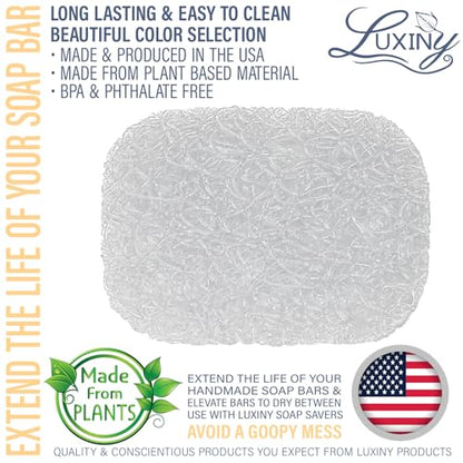 Soap Savers for Bar Soap & Shampoo Bar Holder, American Made by Luxiny, Lifts Soap in Soap Dishes & Shower Soap Holders –Bars & Soap Lasts Longer- Made from Plant Materials (Ice Crystal 2 Pack) - color: Ice Crystal - 2 Pack
