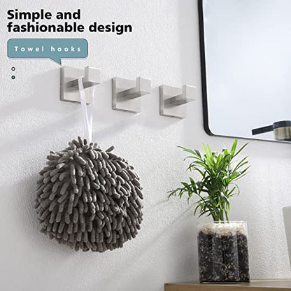 KOKOSIRI Bath Towel Hook Wall Mount Square Robe Hook Coat Hook Bathroom Kitchen Garage Heavy Duty SUS 304 Stainless Steel 3 Pack Brushed Nickel B1010BR-P3 - color: Brushed Nickel, size: 3 Pack