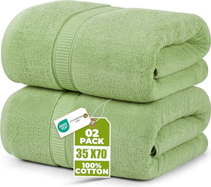 Utopia Towels Jumbo Bath Sheets, 2 Pack, 35x70 in, 600 GSM Cotton, Sage Green - color: Sage Green, size: 2 Piece Bath Sheet