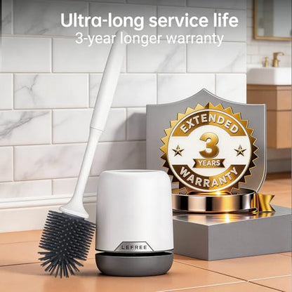 2 Pack Silicone Toilet Brush Set with Ventilated Holder, Floor Standing & Wall Mounted Toilet Scrubber - color: Gray, size: 2 Pack