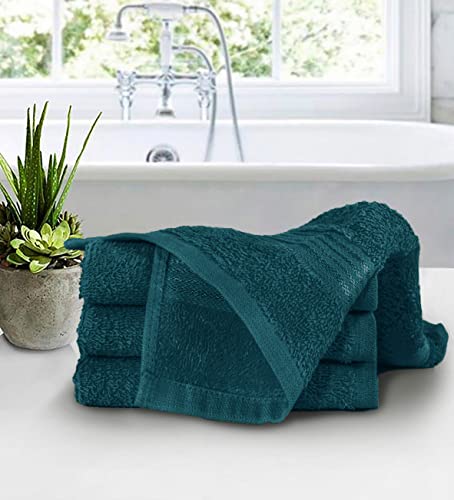 Ultra Soft Cotton Washcloths, Contains 12 Piece Face Cloths 12x12 inch, Ideal for Everyday use Face Towels, Compact & Lightweight Multi Purpose Washcloths - Teal - color: Teal, size: 12 Pack Washcloths