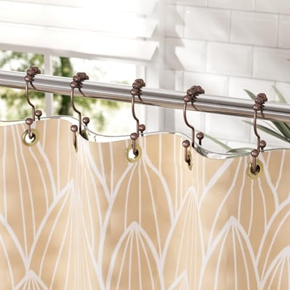 Shower Curtain Rings, Stainless Steel Shower Curtain Hooks Rings, 12 Pcs Double Glide Shower Rings for Bathroom Shower Curtain Rods Dual Rust-Resistant Shower Hooks, Bronze - color: Bronze, style: Double Hooks