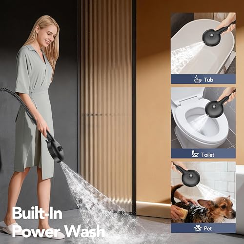 High Pressure Rain Showerhead Combo, 2026 Magnetic Shower Head Set with Detachable 8-Mode Handheld Shower Spray, Adjustable Angle Dual Showerhead with Built-in Magnetic Docking and Power Jets, ‎Black - color: ‎Matte Black