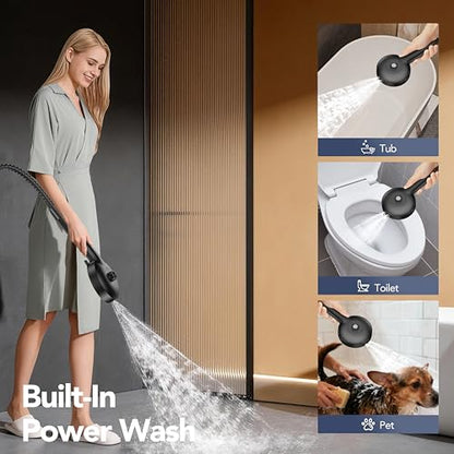 High Pressure Rain Showerhead Combo, 2026 Magnetic Shower Head Set with Detachable 8-Mode Handheld Shower Spray, Adjustable Angle Dual Showerhead with Built-in Magnetic Docking and Power Jets, ‎Black - color: ‎Matte Black