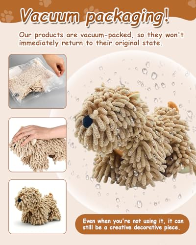 Dog Towel Shaped Hand Chenille Animal Towels for Bathroom Microfiber Puppy Bath Kids Drying Plush Stuffed Paw Absorbent Hands Puppy-Shaped Cute Kitchen Fuzzy Ball Soft Puppy-Themed Shape (Blue) - color: Blue