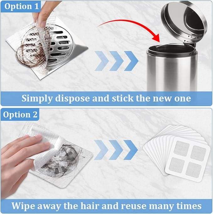 25 PCS Disposable Shower Drain Hair Catcher with Scrapper, 3.94 Inches Square Drain Hair Catcher Stickers for Bath & Kitchen, Hair Catcher Shower Drains Cover for Human, Pet Hair, Bathtub & Laundry - size: Square - 25 Packs Mesh