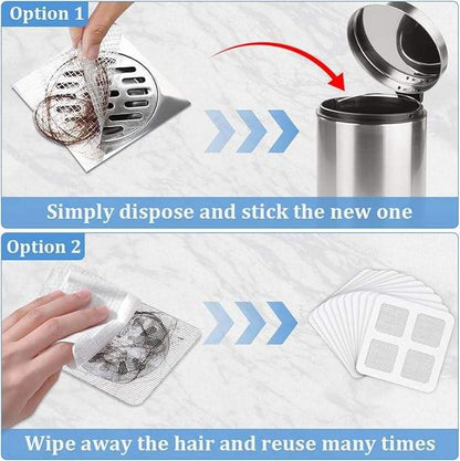 25 PCS Disposable Shower Drain Hair Catcher with Scrapper, 3.94 Inches Square Drain Hair Catcher Stickers for Bath & Kitchen, Hair Catcher Shower Drains Cover for Human, Pet Hair, Bathtub & Laundry - size: Square - 25 Packs Mesh