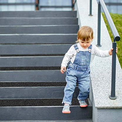 Wild Tribe Pack of 8 Non-Slip Safety Step Tapes Wood Stair Treads Floor Track Sticker 80 Grit for Skateboard & Outdoor & Staircase, Black (6"x24", Black)