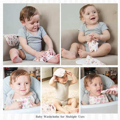 34 Pack Baby Receiving Blanket Set: 4 Flannel Cotton Blankets (30" x 30") & 30 Infant Washcloths - Mixed Patterns - color: Pink Mixed Pattern