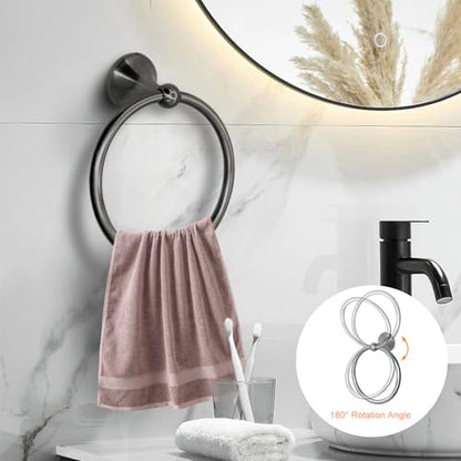8 Pieces Bathroom Hardware Set Brushed Nickel Adjustable Expandable Towel Bars Towel Ring Wall Mount Toilet Paper Holder Towel Hooks Towel Racks Hand Towel Holder (8 Pcs Black) - color: 8 Pcs Black