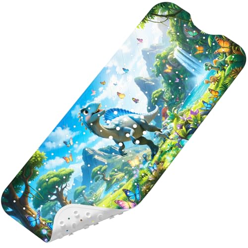 Upgrade Cartoon Baby Bath Mat Non Slip - 40"x16" Extra Long Bathtub Mat for Baby Eco Friendly Durable Bath Mat for Tub Non Slip Kids Tub Mat with Suction Cups, Machine Washable and No Fading, Dinosaur - color: K-dinosaur-4