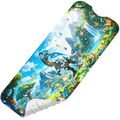 Upgrade Cartoon Baby Bath Mat Non Slip - 40"x16" Extra Long Bathtub Mat for Baby Eco Friendly Durable Bath Mat for Tub Non Slip Kids Tub Mat with Suction Cups, Machine Washable and No Fading, Dinosaur - color: K-dinosaur-4