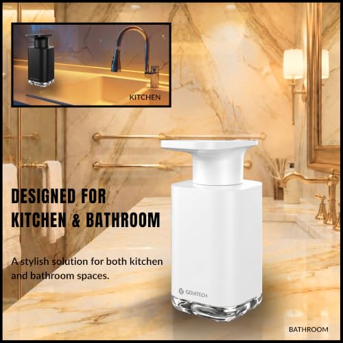 Automatic Soap Dispenser with Digital Display, Touchless Sensor, USB-C Rechargeable, No Drip Pump, 3-Level Adjustable, IPX5 Waterproof, 450ml Capacity – Modern Bathroom & Kitchen Countertop (VHITE) - color: Vhite