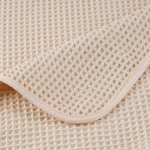 POLYTE 430 GSM Poly Blend Microfiber Waffle Bath Sheet XL Set, 35x70 in | 2 Pack, Oversize, Lint Free, Quick Dry - color: Light Beige, size: 35 x 70 in